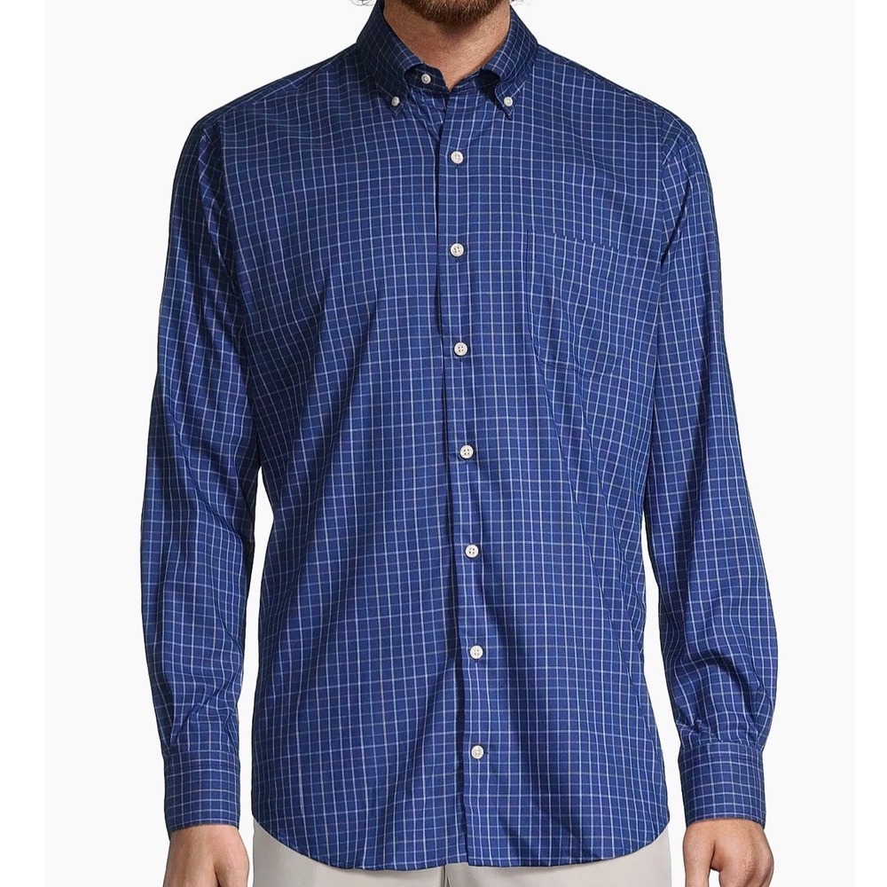 Peter Millar Crown Pattern Lite Grid Check Button… - image 1